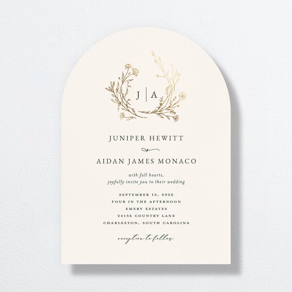 Gilded Monogram Wedding Invitations Gold Dark Camo Signature No Arch