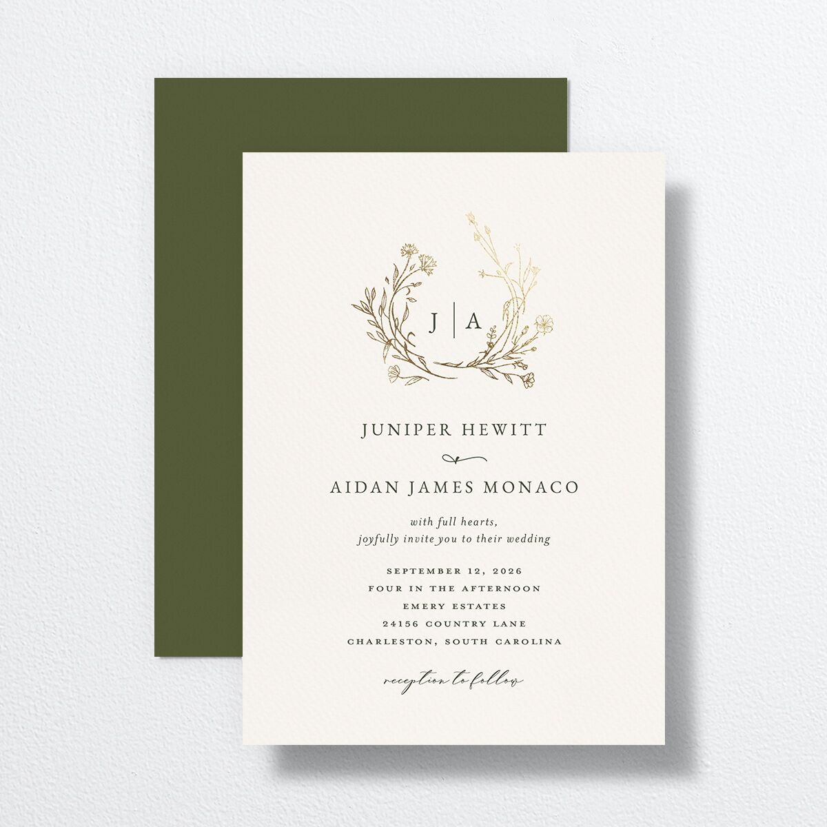 Gilded Monogram Wedding Invitations Gold Dark Camo Signature No Standard