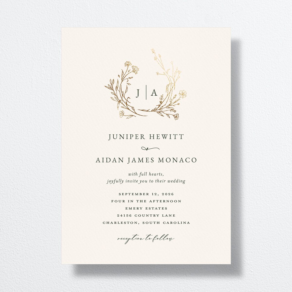 Gilded Monogram Wedding Invitations Gold Dark Camo Signature No Standard