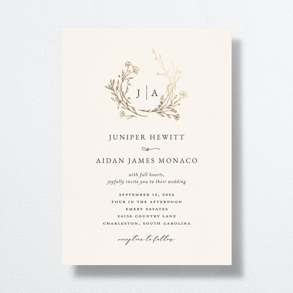 Gilded Monogram Wedding Invitations Gold Dark Camo Signature No Standard