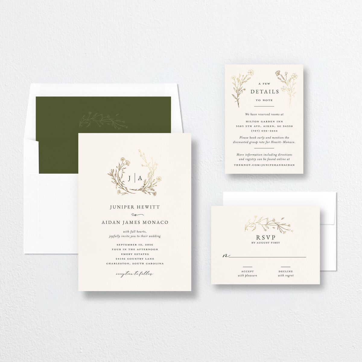 Gilded Monogram Wedding Invitations Gold Dark Camo Signature No Standard