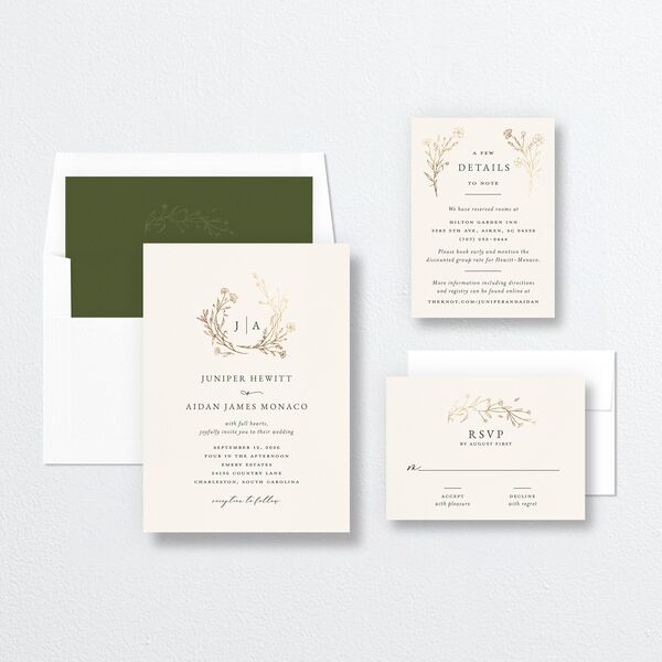 Gilded Monogram Wedding Invitations Gold Dark Camo Signature No Standard
