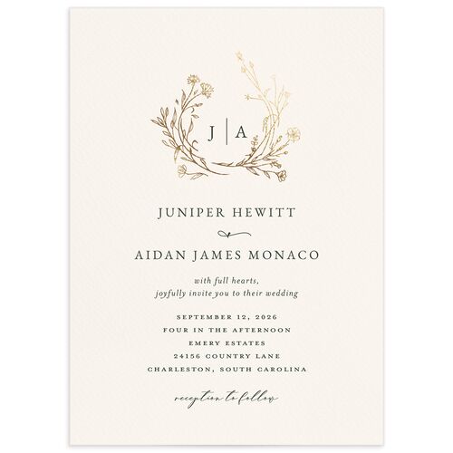 Gilded Monogram Wedding Invitations - Green
