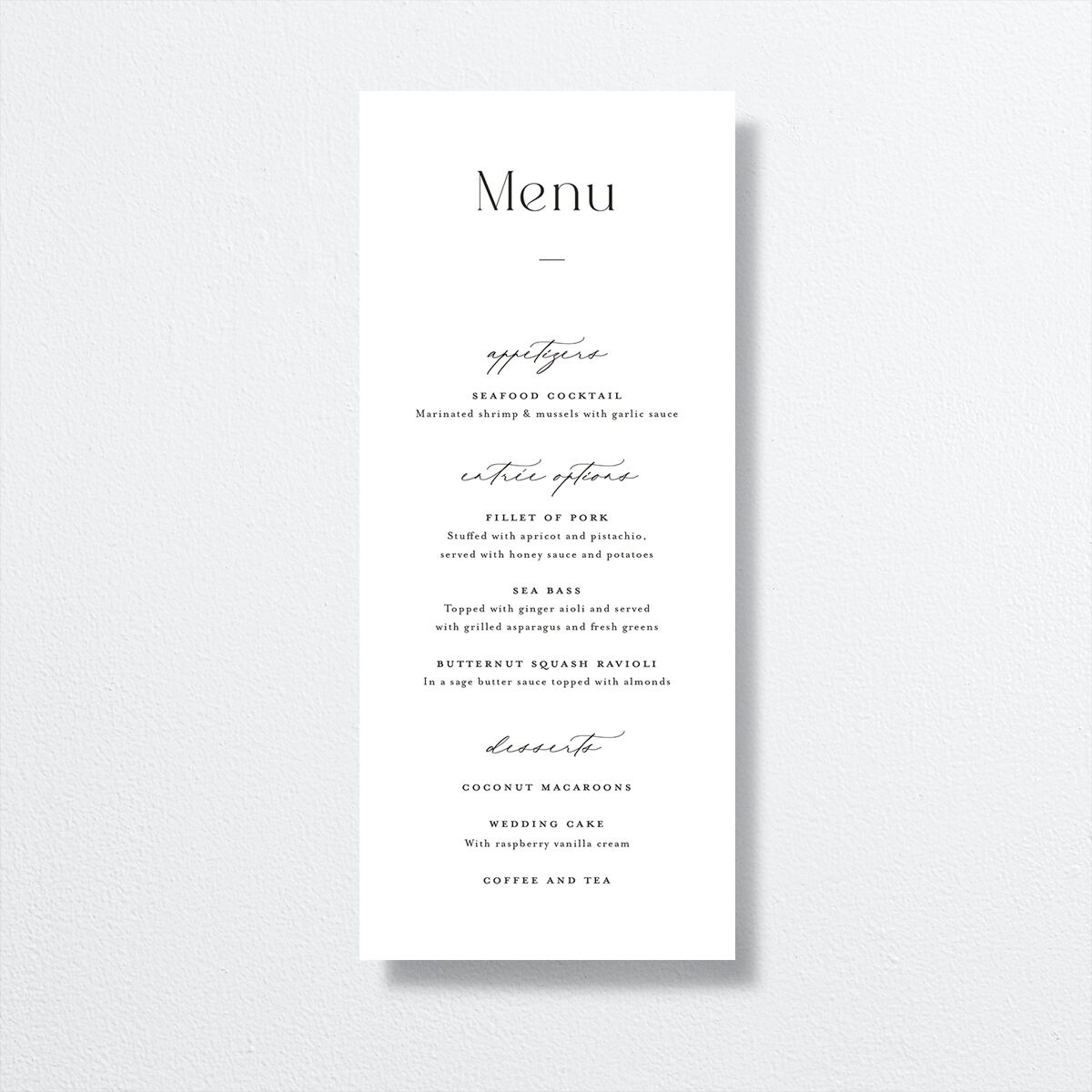 Refined Menus front in white