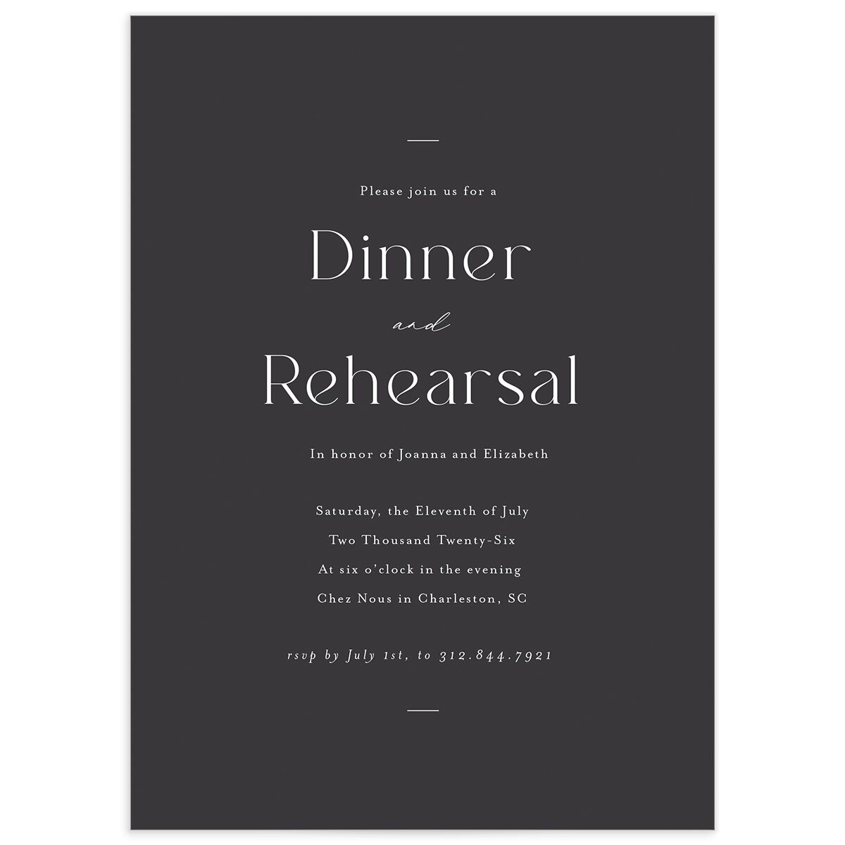 Refined Rehearsal Dinner Invitations