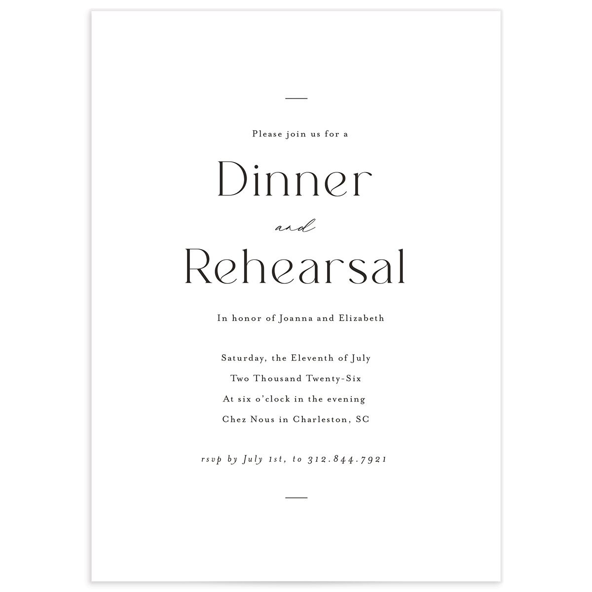 Refined Rehearsal Dinner Invitations