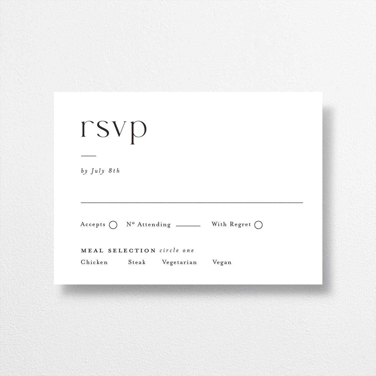 Refined Wedding Response Cards front in white