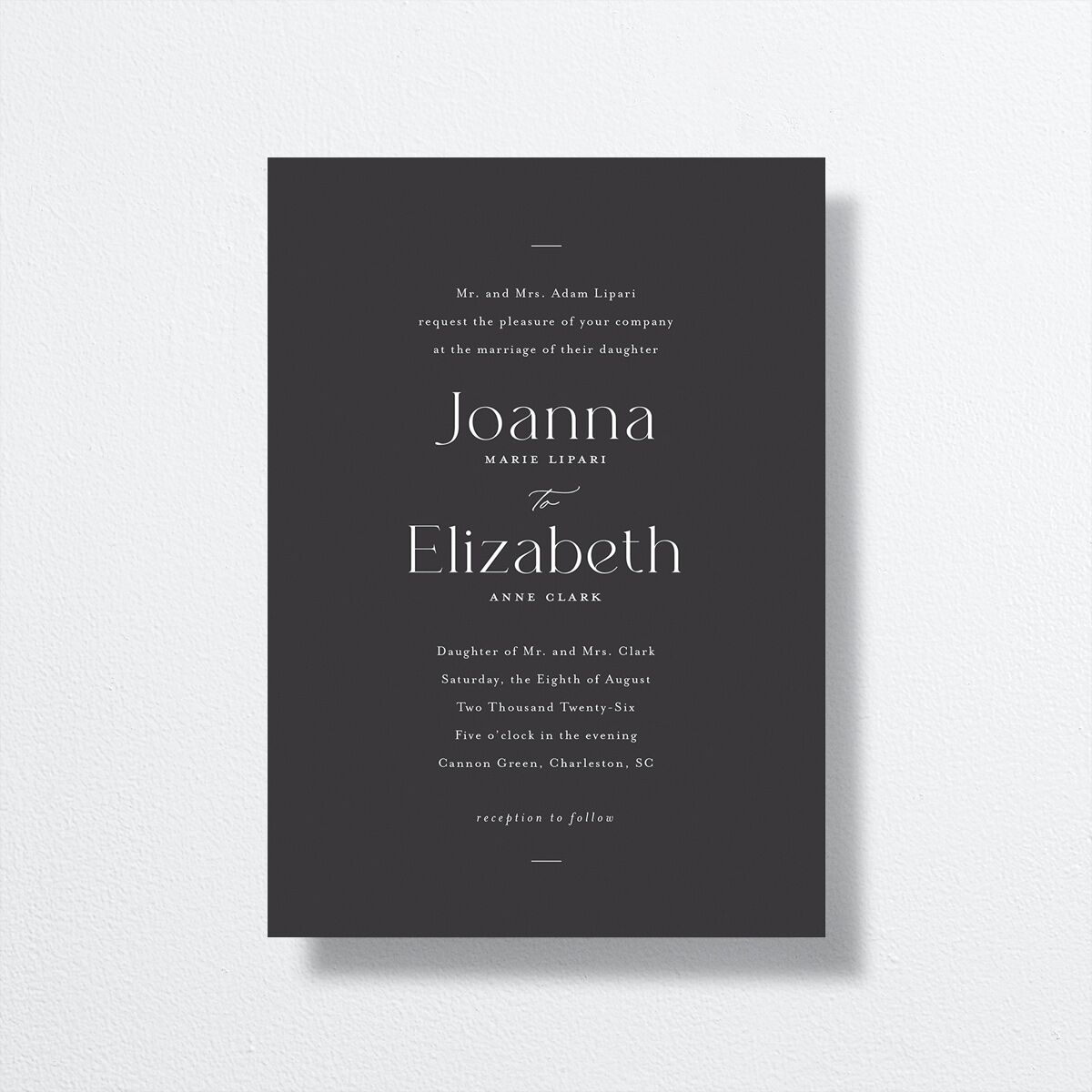 Refined Wedding Invitations front in black