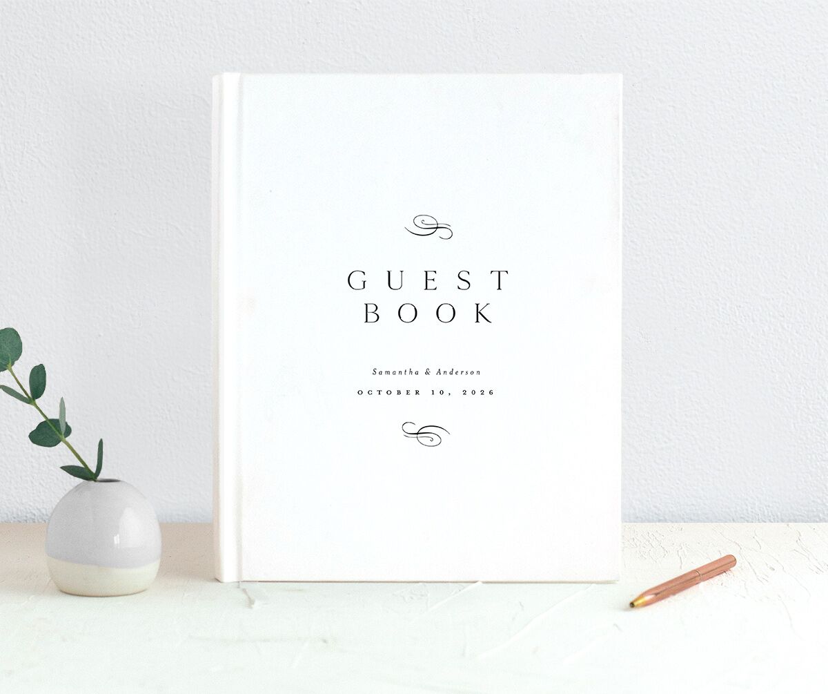 Flourishing Love Wedding Guest Book front in white