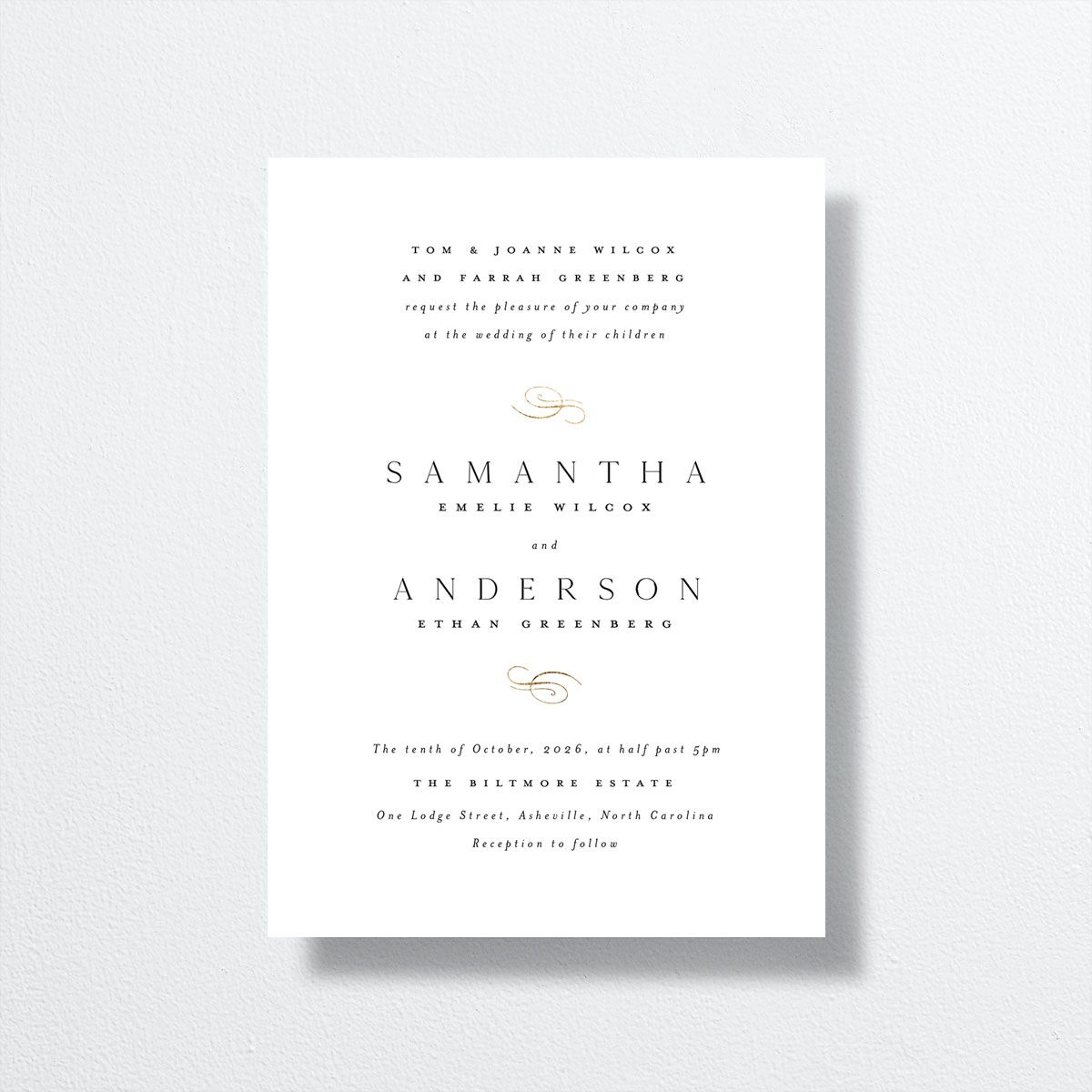 Flourishing Love Wedding Invitations Gold Pure White Signature No
