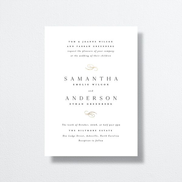 Flourishing Love Wedding Invitations Gold Pure White Signature No