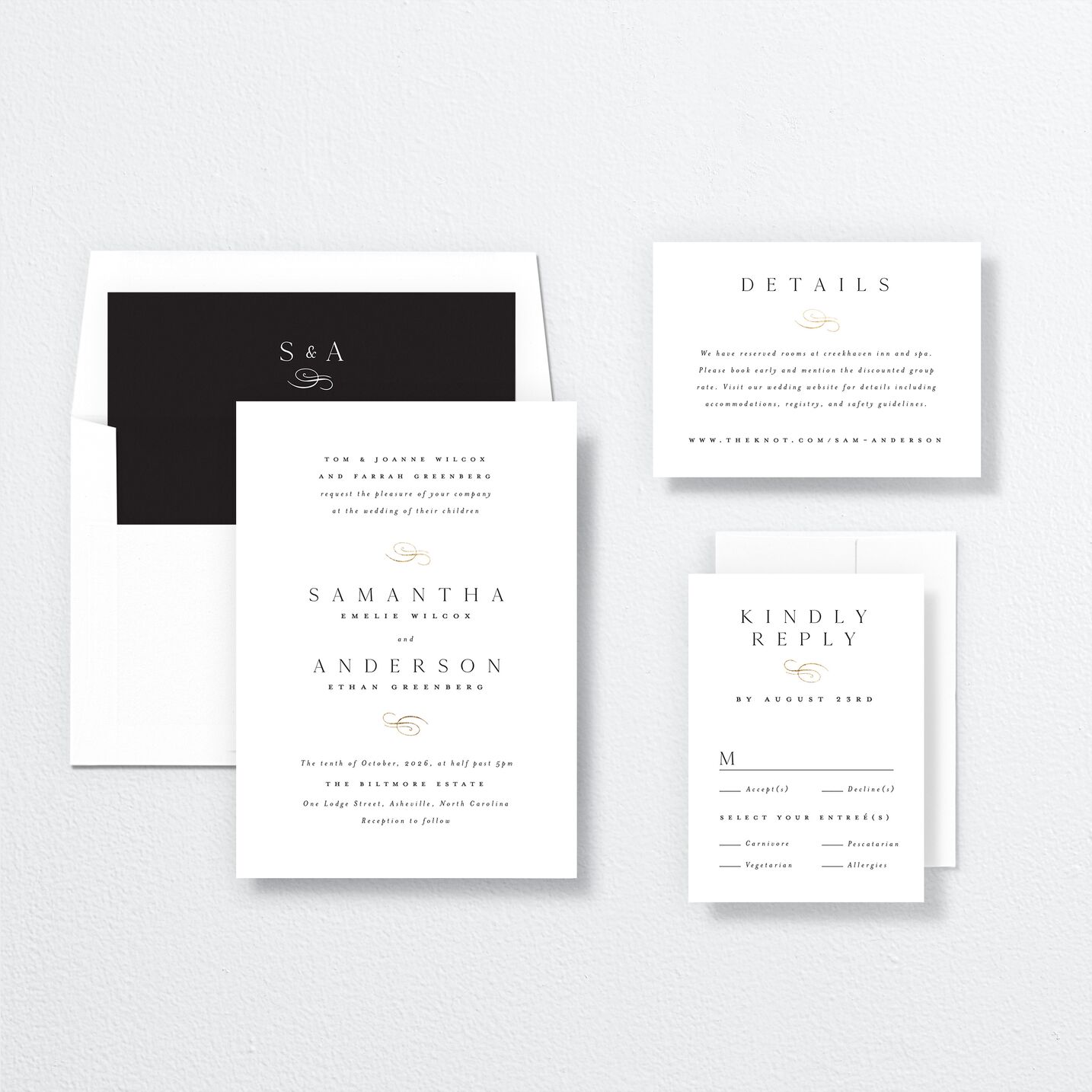 Flourishing Love Wedding Invitations suite in white