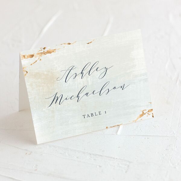 Earthy Organic Place Cards Pale Blue Signature