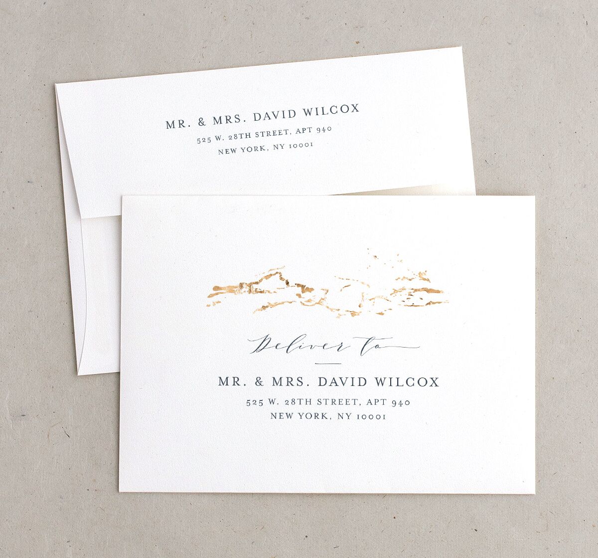 Earthy Organic Thank You Card Envelopes White Standard Pale Blue Both Recipient and Return Addresses Signature