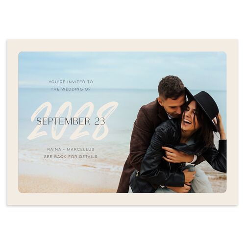 Handwritten Year Wedding Invitations Linen Signature Blank No Standard