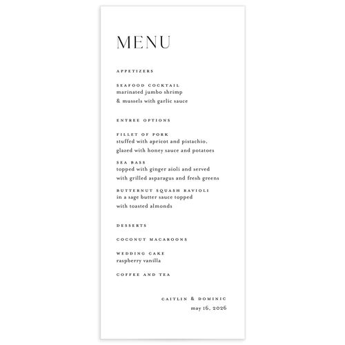Classic Flourish Menus - 