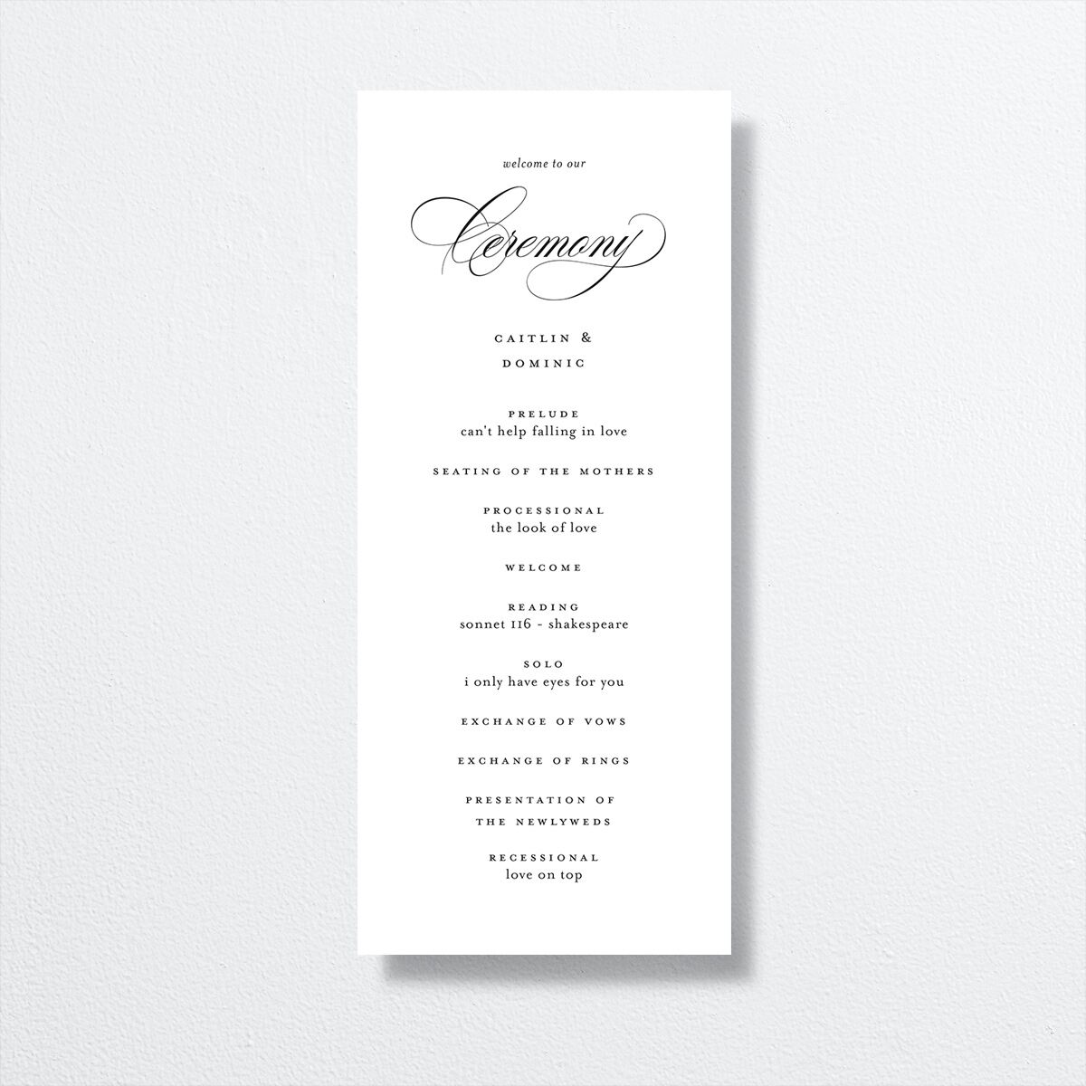 Classic Flourish Wedding Programs front in white
