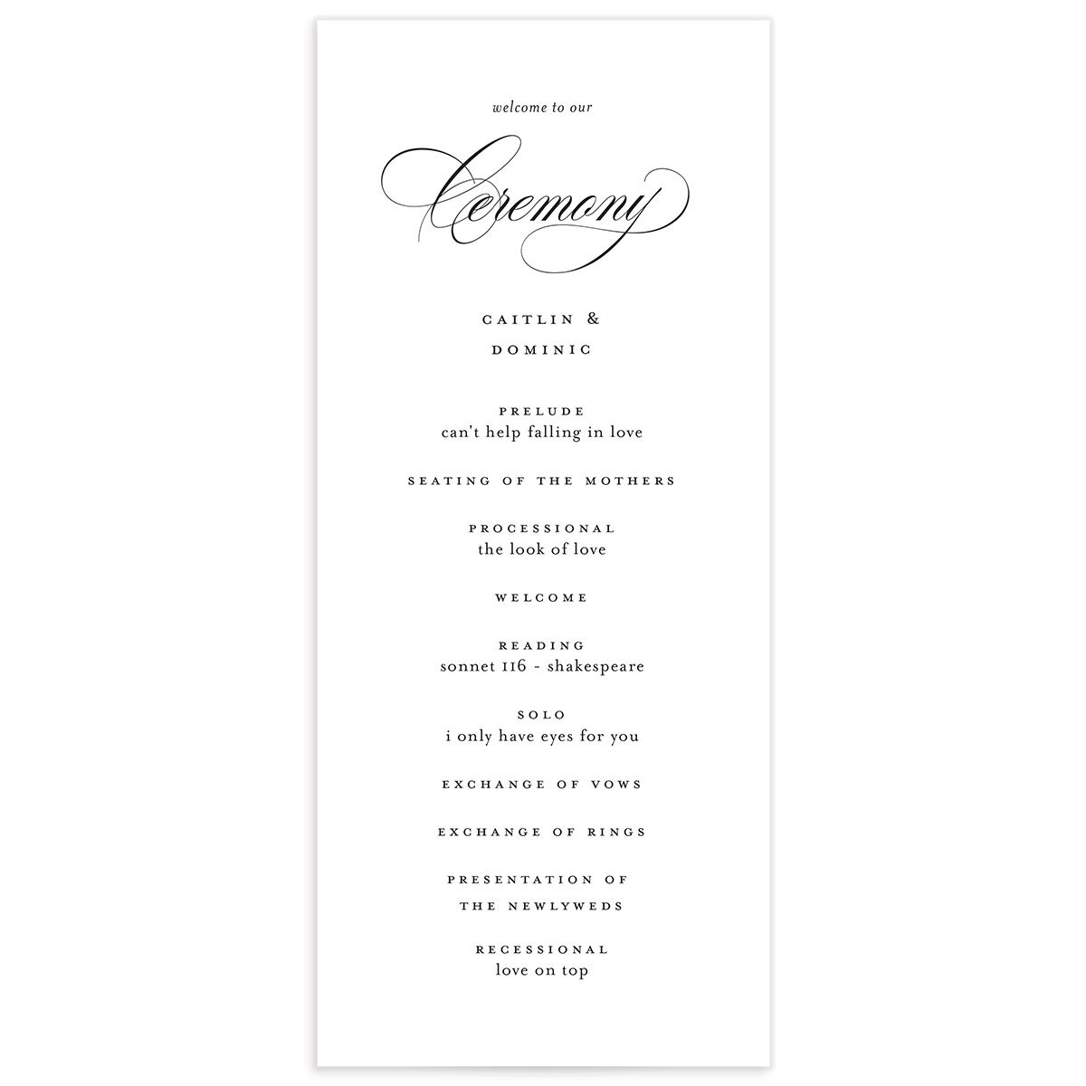 Classic Flourish Wedding Programs