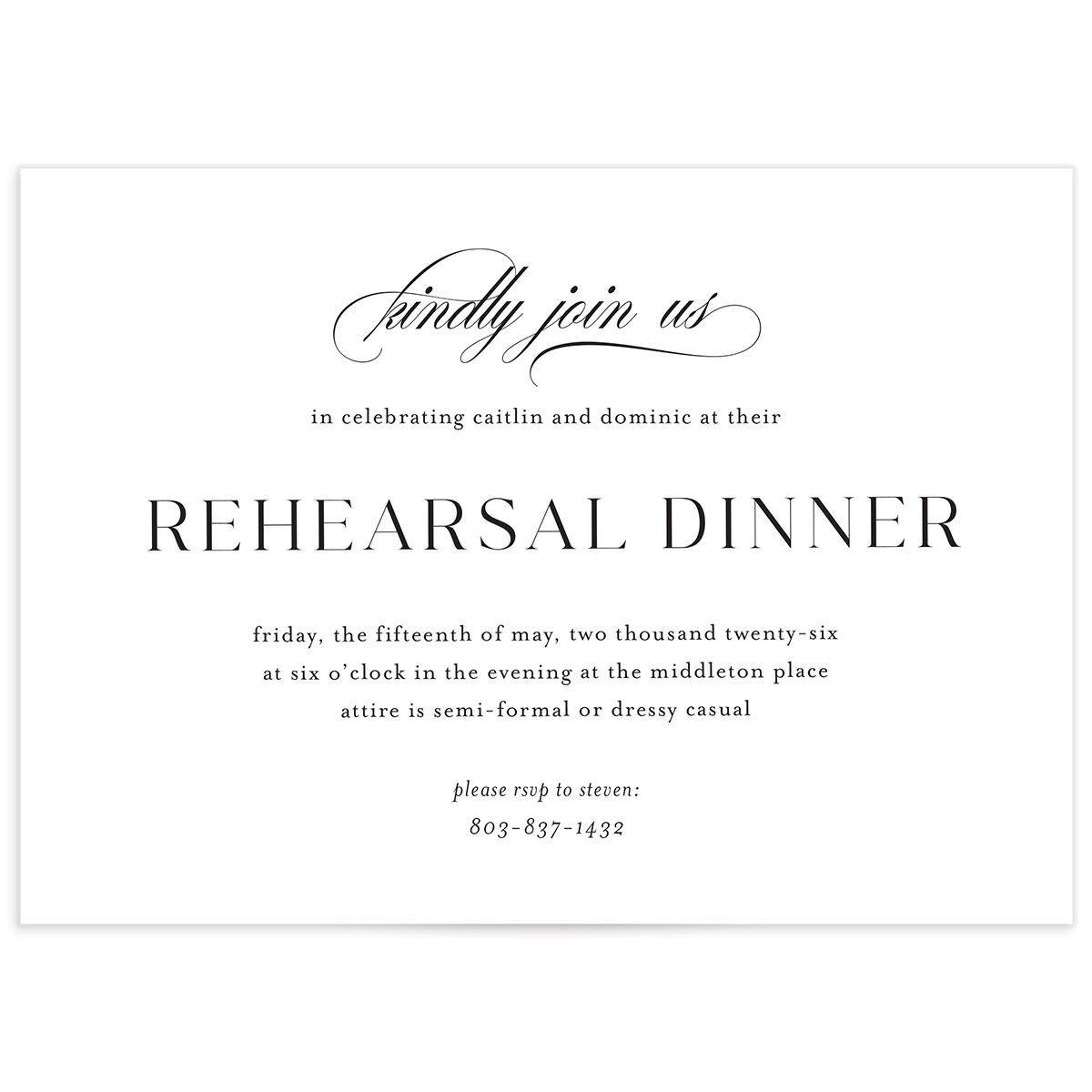 Classic Flourish Rehearsal Dinner Invitations