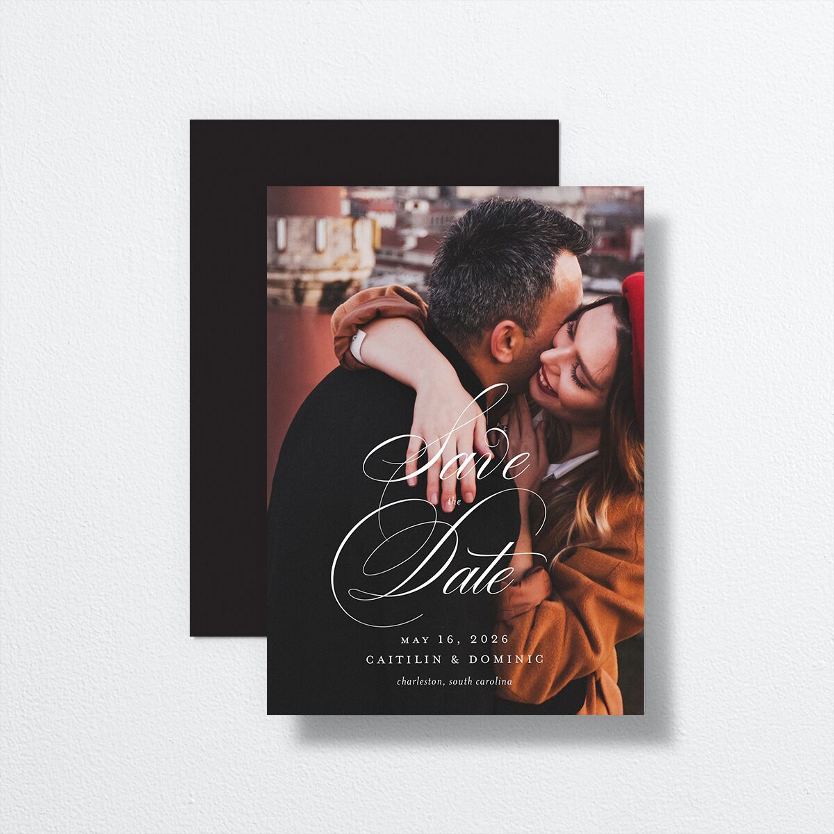 Classic Flourish Save The Date Cards front-and-back