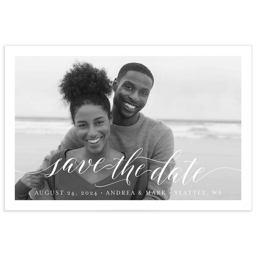 Chic Calligraphy Save The Date Postcards - Grey