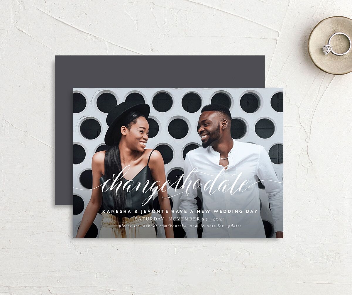 Scripted We Do Change the Date Cards Medieval Grey Signature