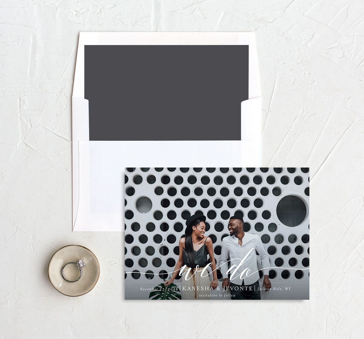 Scripted We Do Save The Date Cards Medieval Grey Signature smooth No