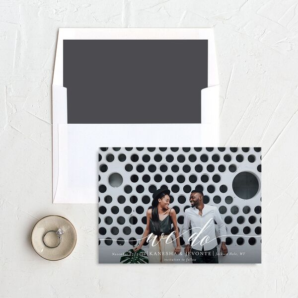 Scripted We Do Save The Date Cards Medieval Grey Signature smooth No
