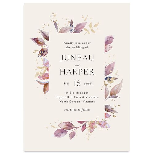Autumn Frame Wedding Invitations Gold Orchid Signature Blank No Standard