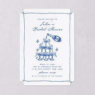 Hand Drawn Cake Bridal Shower Bridal Shower Invitations French Blue Signature Blank Ticket