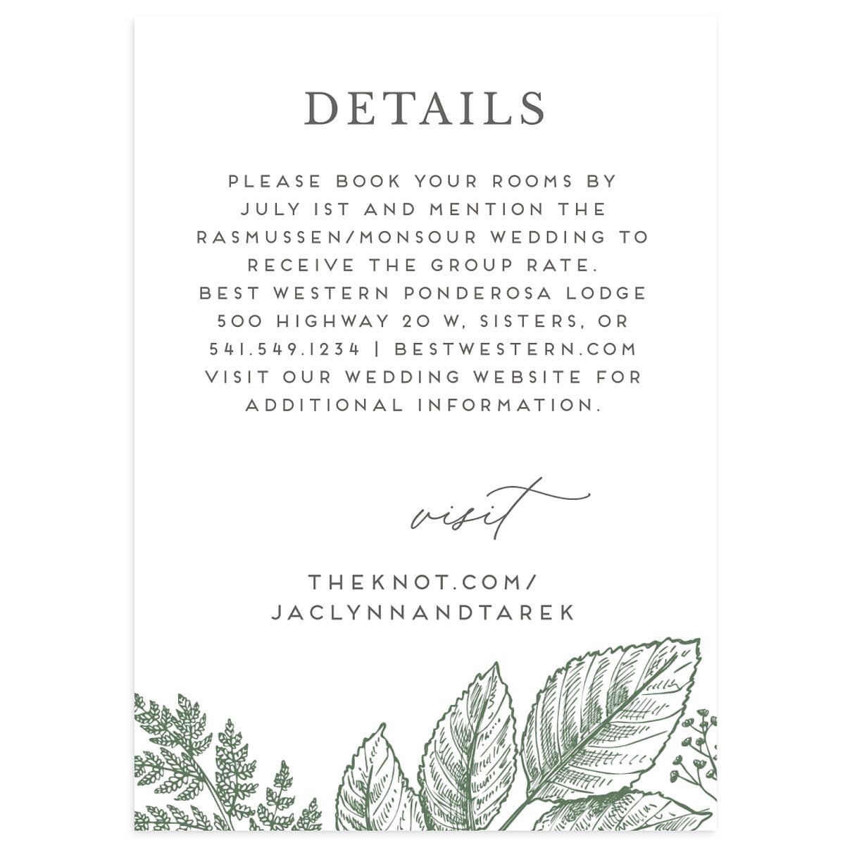 Botanical Frame Wedding Enclosure Cards