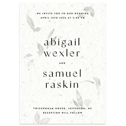 Pressed Leaves Wedding Invitations Snow Signature Blank No Standard