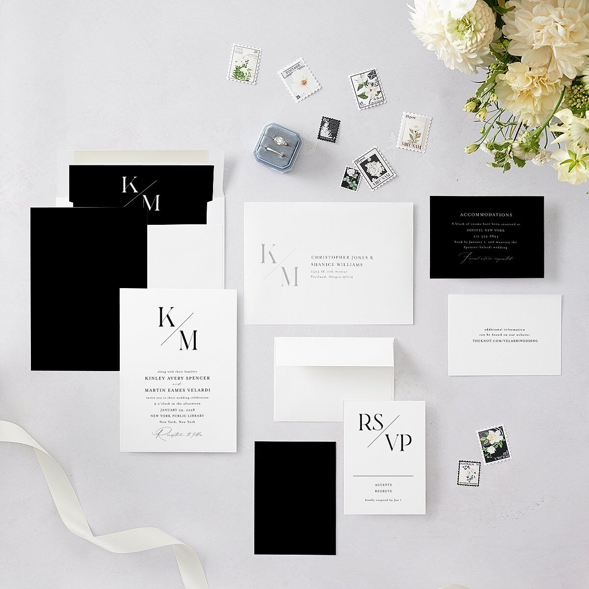 Monogram Slant Wedding Invitations — view 5
