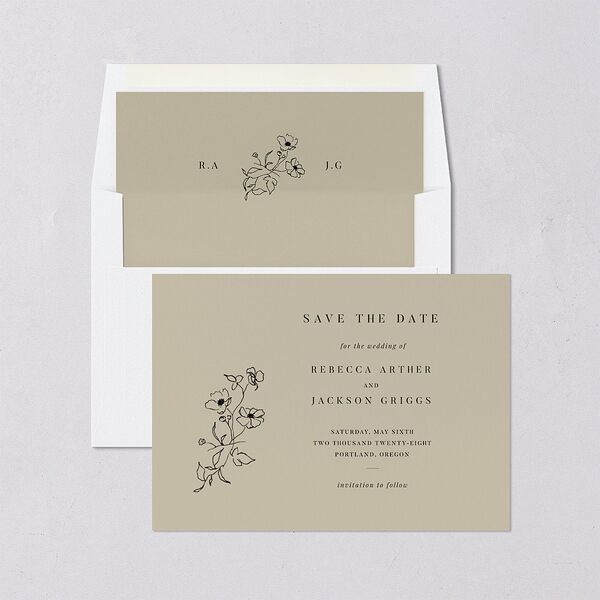 Elegant Minimal Save The Date Cards Champagne Signature smooth Blank No Standard