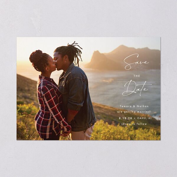 Hawaii Palm Trees Save The Date Cards Sand Signature smooth Blank No Standard