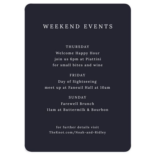 Elegant Polished Minimalist Itinerary Cards Navy Signature Rounded