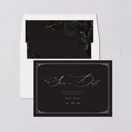 Vintage Gothic Save The Date Cards Licorice Signature smooth Blank No