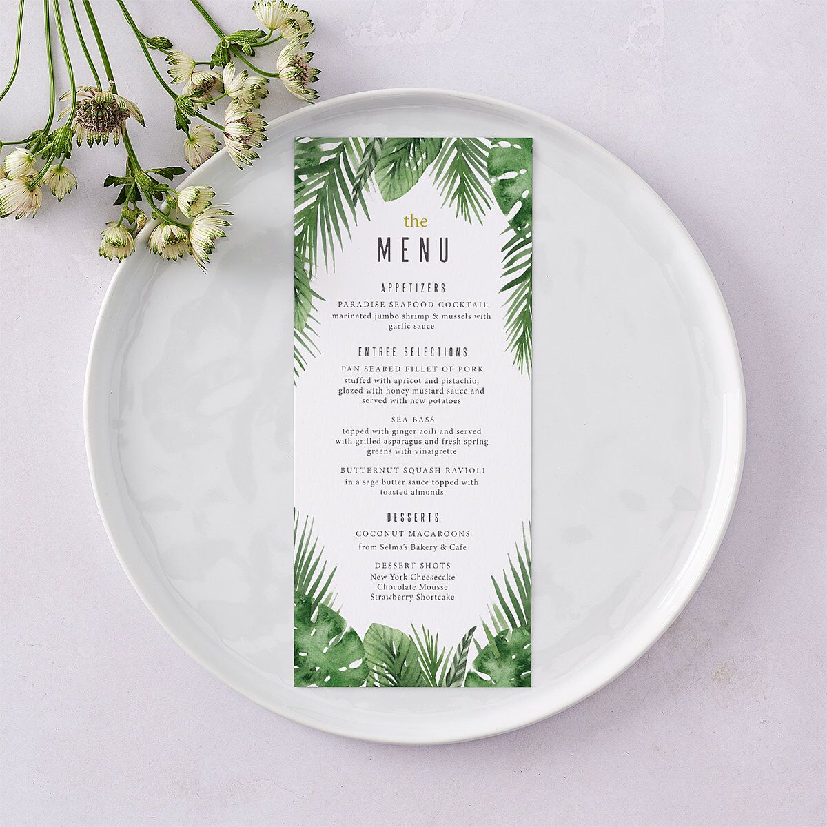 Tropical Leaves Menus Scottish Green Signature