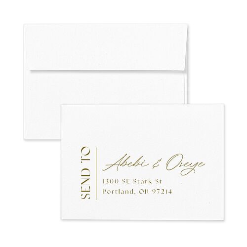 Gilded Sahara Pattern Response Card Envelopes White Umber Return Address Signature Standard