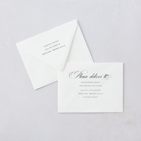 Lasting Frame Thank You Card Euro Envelopes White Luxe Pure White Both Recipient and Return Addresses
