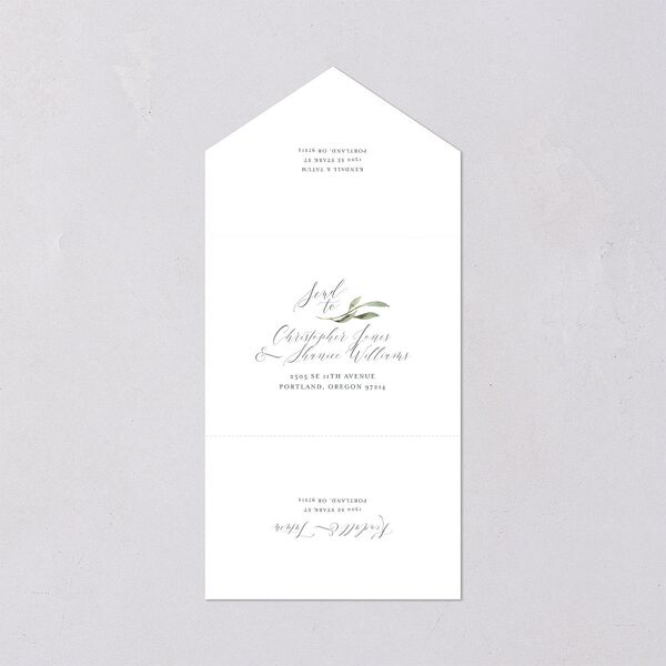 Muted Floral All-in-One Wedding Invitations Dusty Blue Signature Light Both Recipient and Return Addresses No