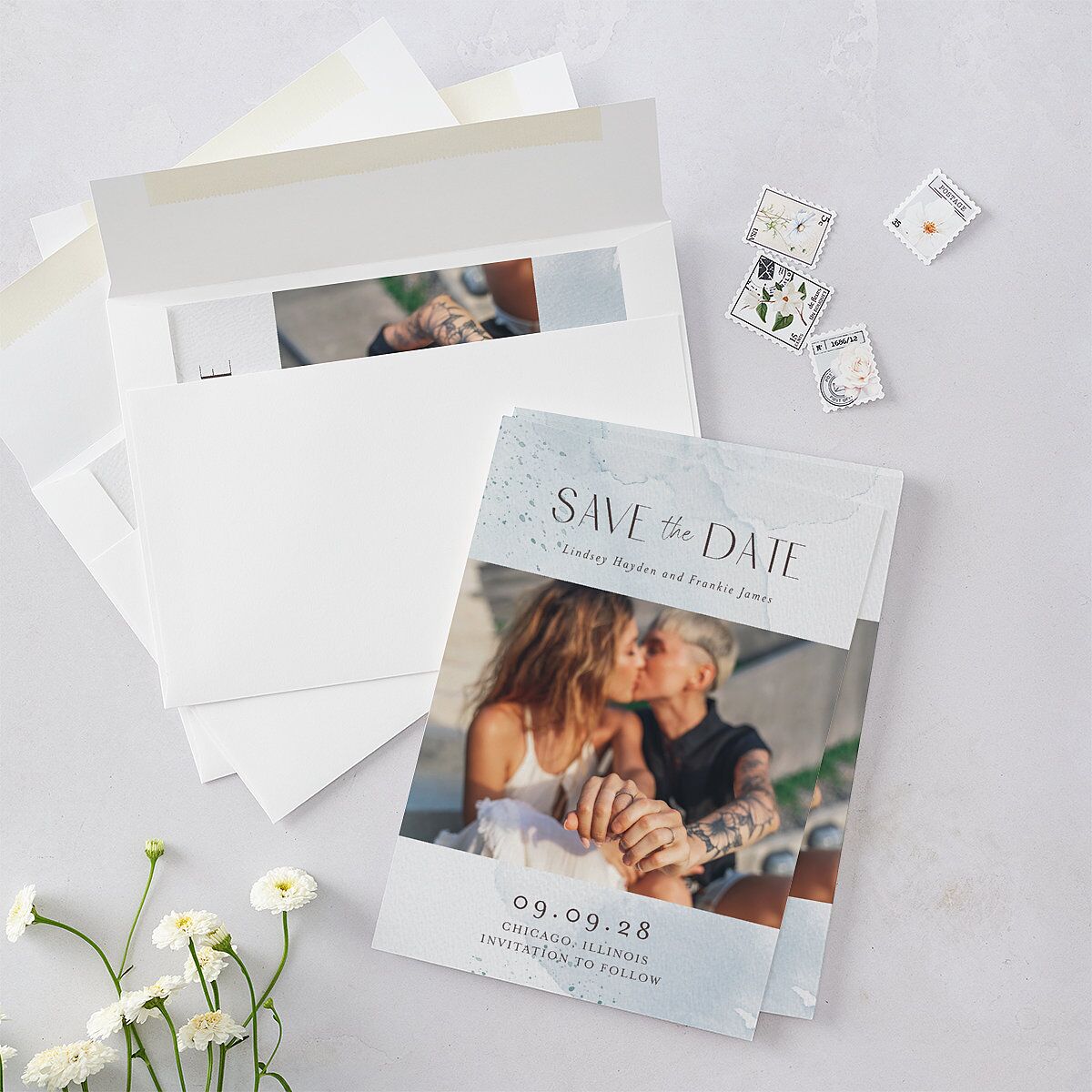 Watercolor Wash Save The Date Cards Pool Signature smooth Blank No