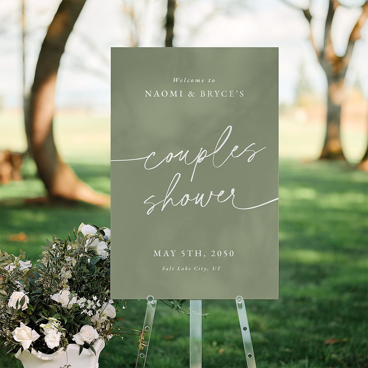Hand Scripted Couples Shower Standard Welcome Sign Large Moss Standard Indoor Foam Core L Welcome