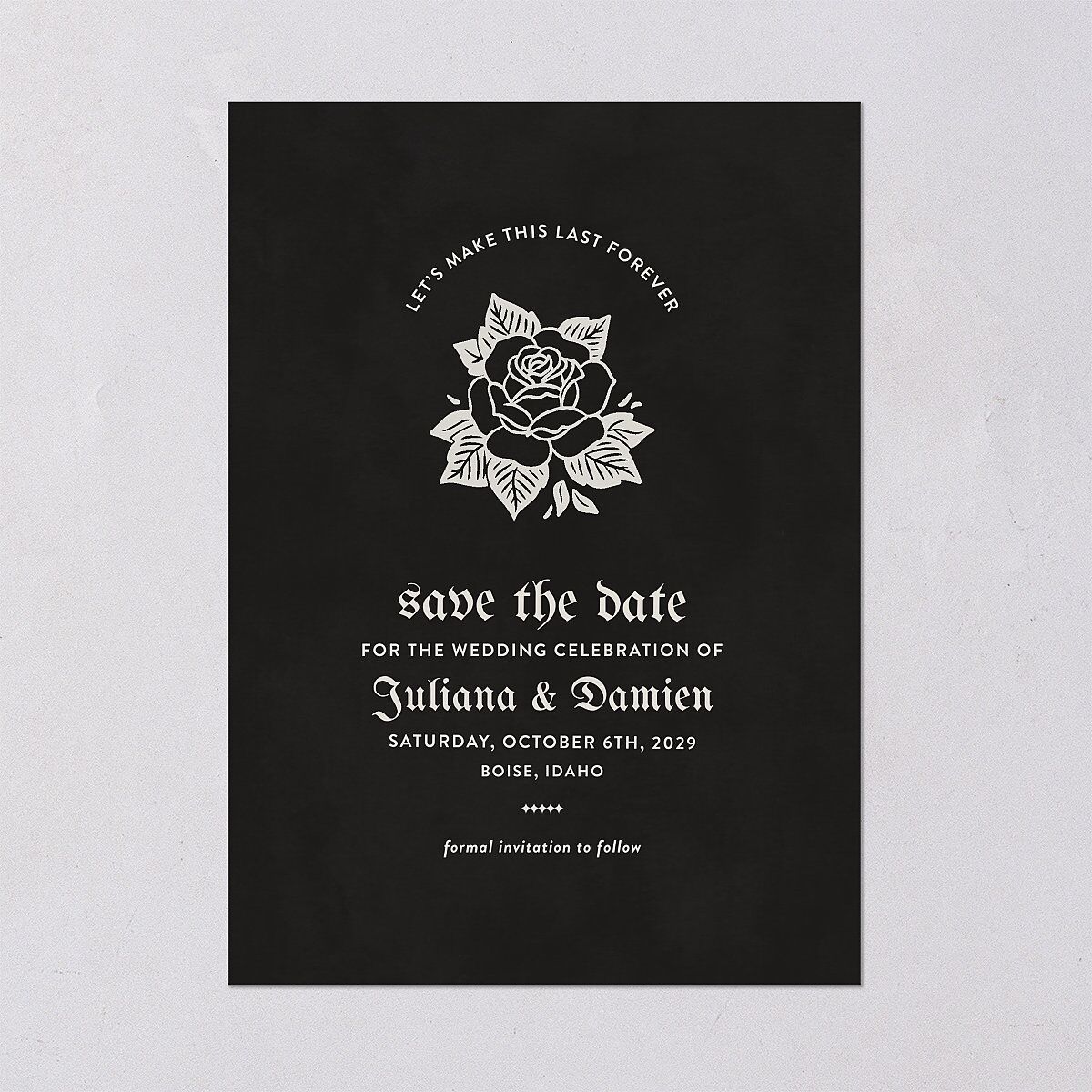 Moody Gothic Rose Save the Date Cards Midnight Signature smooth Blank No Standard