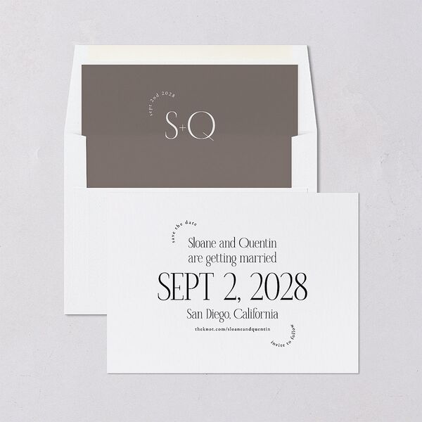 Accent Arches Save the Date Cards Licorice Signature smooth Blank No