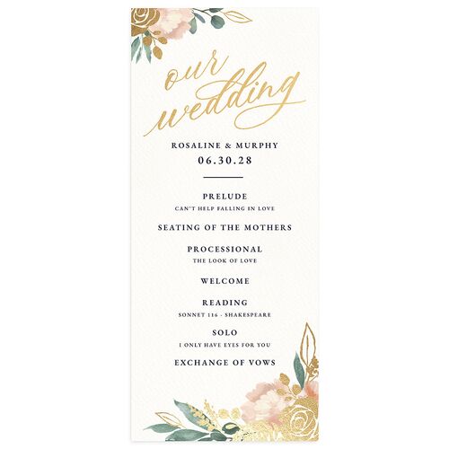 Exquisite Garden Wedding Programs Gold Navy Signature