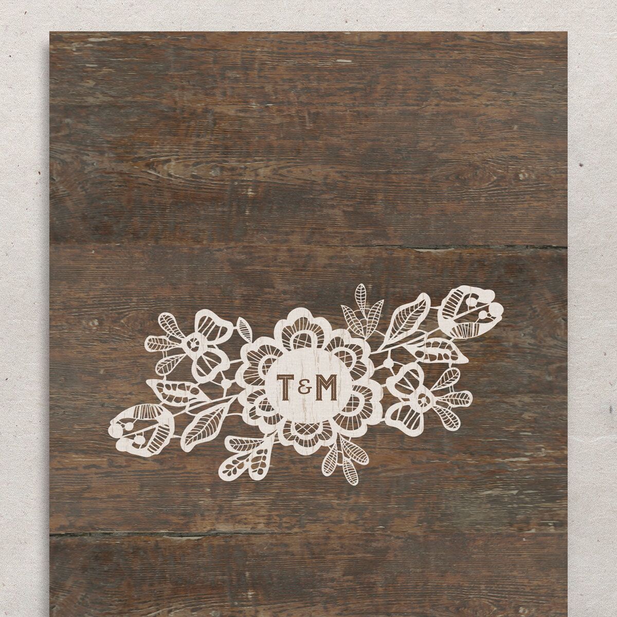 Woodgrain Lace Save The Date Cards Unpublished Falcon Signature smooth No