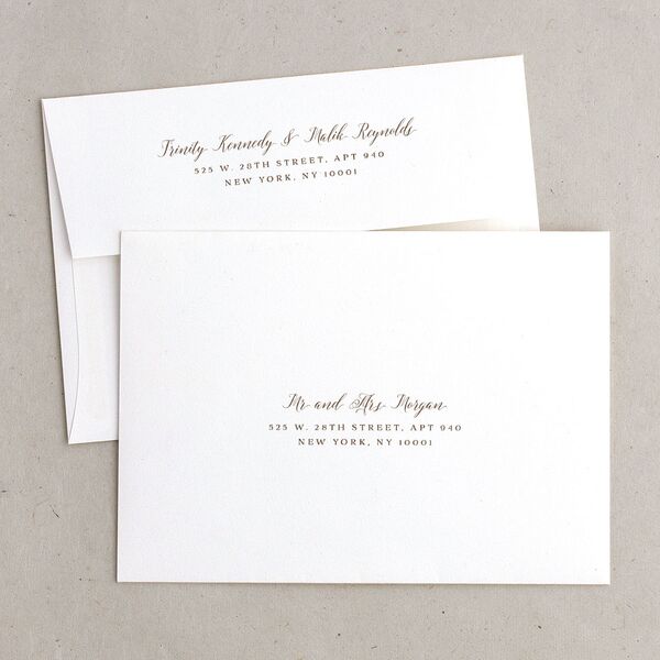 Woodgrain Lace Unpublished Save The Date Card Envelopes White Standard Falcon Both Recipient and Return Addresses Signature