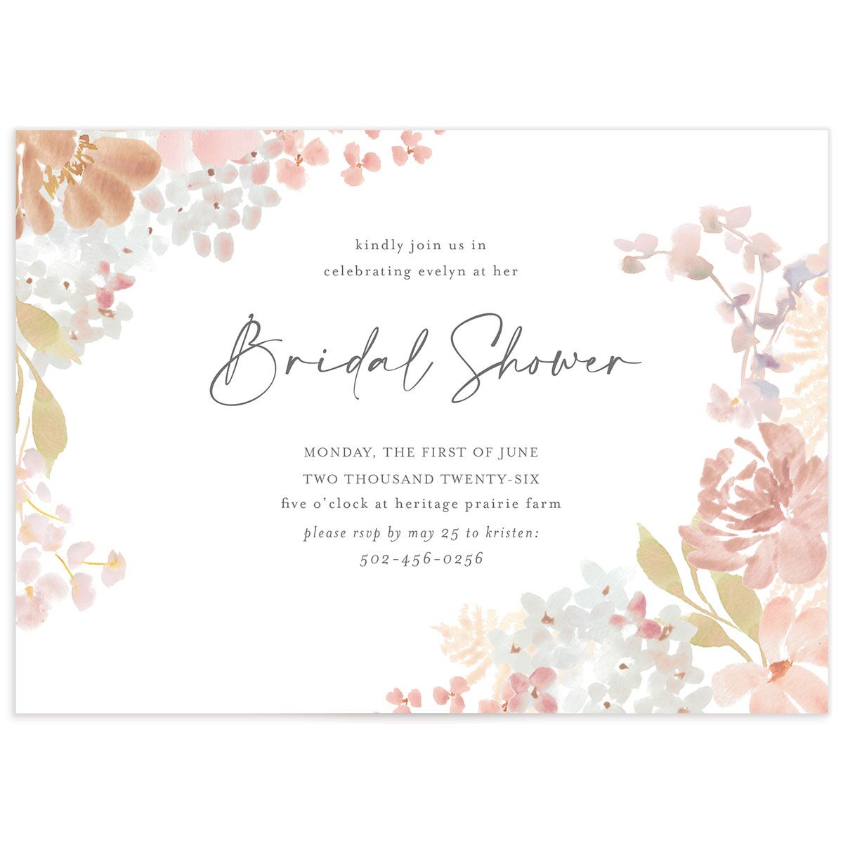 Hydrangea Garden Bridal Shower Invitations