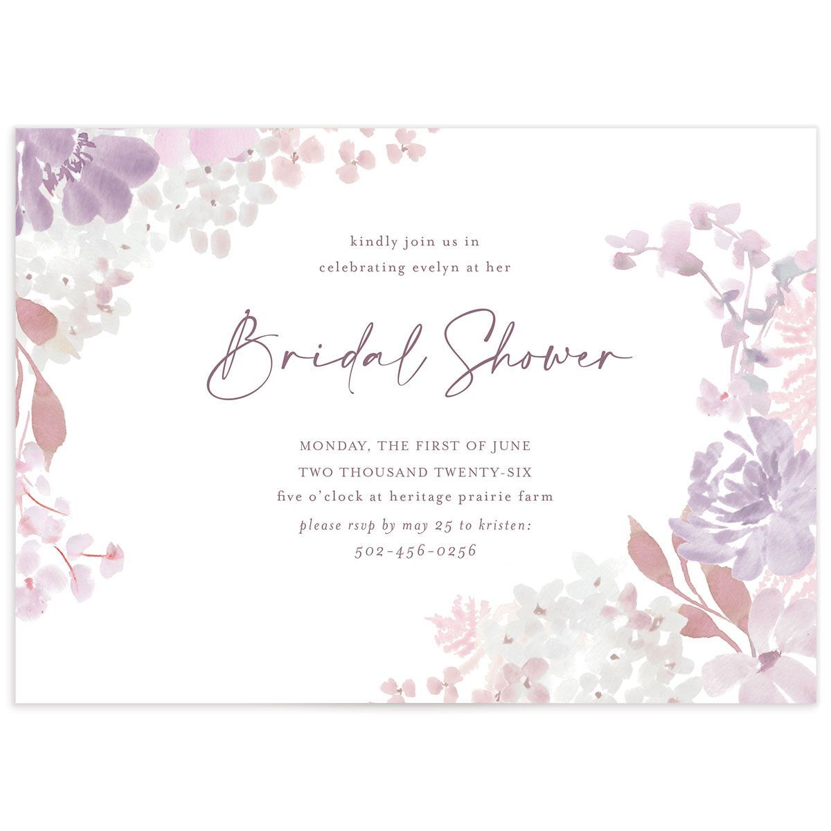 Hydrangea Garden Bridal Shower Invitations